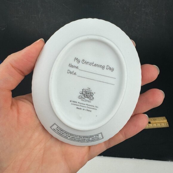 Vtg Precious Moments Small Oval Christening Baptism Decor Plaque Yellow Rose - Picture 4 of 11